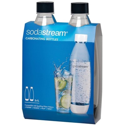 SodaStream Compatible Black 1L Carbonating Bottles - 2 Pack for Eco-Friendly Fun