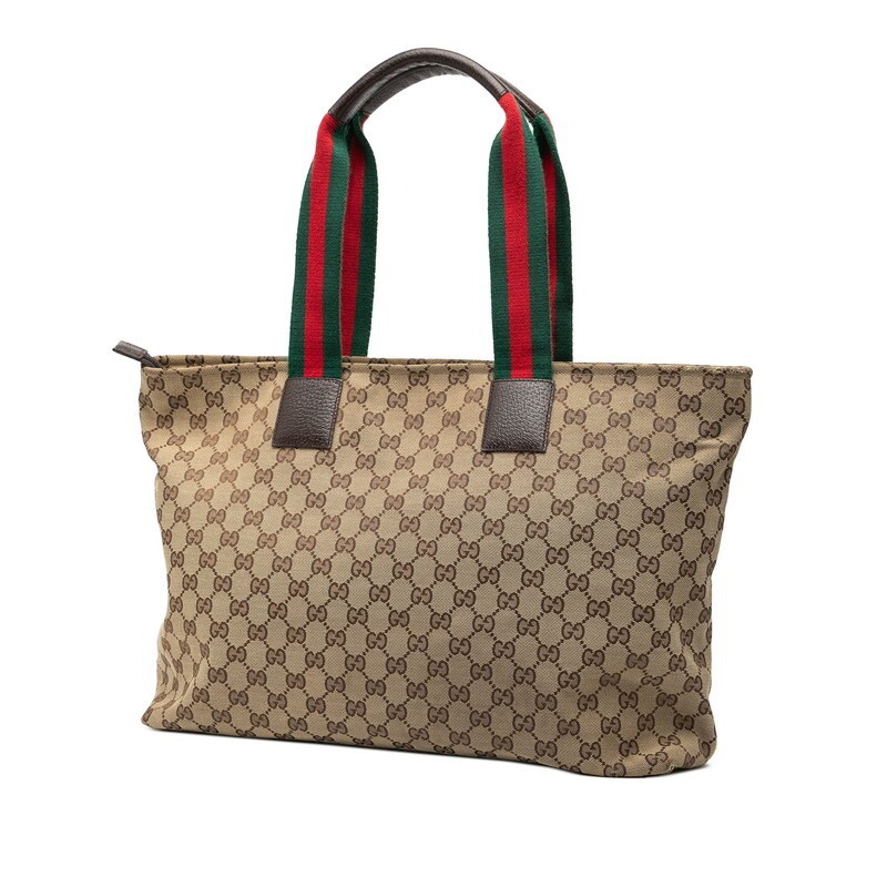 Gucci GG Canvas Tote Bag Leather Multicolor Women Used Authentic thumbnail 2