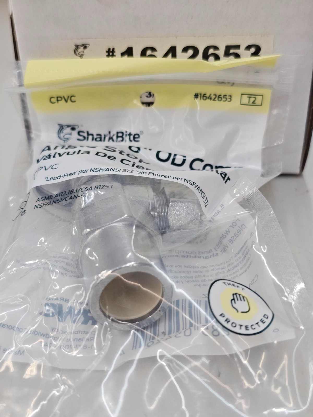 (LOT OF 4) **SHARKBITE** 1/2" CPVC X 3/8" OD COMP ANGLE STOP - 1642653 - GLUE ON