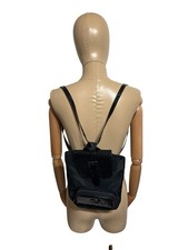 Vtg Gianni Versace Black Croc Embossed Leather Medusa Nylon Mini Backpack