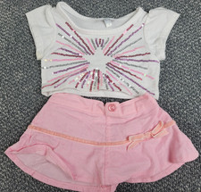 Build A Bear Outfit Pink Skirt Sequin Star Top Shirt 2 piece Clothing for Teddy