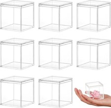8 Pieces Clear Acrylic Plastic Jewelry Box Mini Storage Box Mini Cube Containers