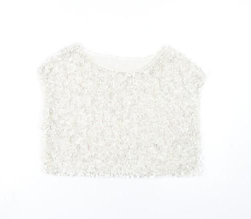 Coast Women's Ivory Sequin Sleeveless Top - Size 14