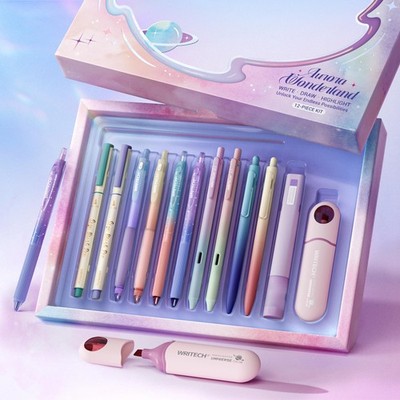 Aurora Gel Ink Pens: Wonderland Journaling Pens Set, Gradient Barrels Black I...