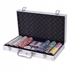 Poker Koffer Set 300 Chips Karten Würfel Alukoffer 12g Chips Texas Hold'em