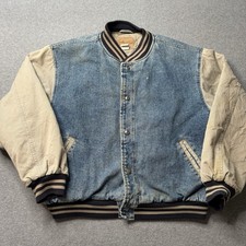 Vintage Gap Denim Jacket Mens XL Blue Faded Snap Up Bomber Insulated USA 90s