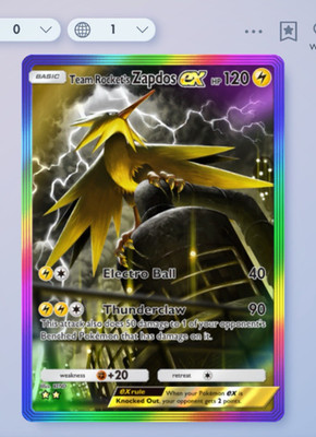 Pokemon TCG Pocket - Team Rocket s Zapdos Ex - Rainbow 2 Karte - Englisch - Schnell