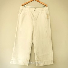 Universal Thread Cream Cropped Oversized Fit Wide Leg Cuffed Jeans 14 NWT