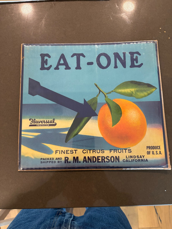 ORANGE CRATE LABEL - “EAT - ONE” ORANGES 