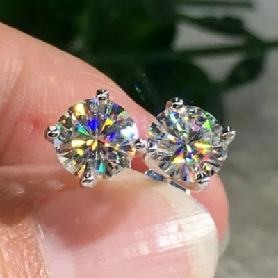 Party Wear Ohrstecker 14K Weißgold vergoldet 2Ct rund Lab Created Diamant
