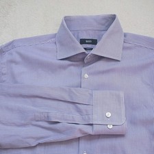 Hugo Boss Dress Shirt Mens 34/35 17.5 Sharp Fit Purple Button Up Formal Office