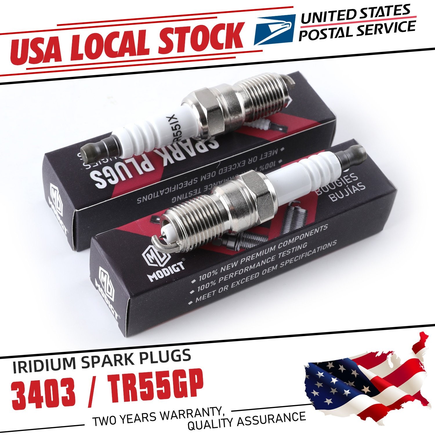Set of 2 For NGK 3403, TR55GP Premium Iridium Spark Plugs For Buick Pontiac Ford