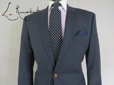 J Crew Thomson charcoal slate two button flat front slim cut suit 44 R