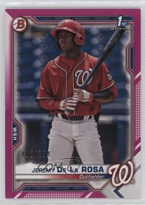 2021 Bowman Prospects Fuchsia Border 2/299 Jeremy De La Rosa #BP-25 12ty