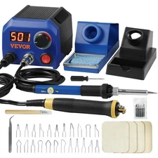 VEVOR Wood Burning Kit 250~700°C Dual Pyrography Pen 23 Wire Nibs 5 Solid Points