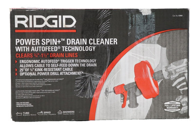 Ridgid 57043 Power Spin+ mit Autofeed Akku Rohrreinigungsspirale 7,6 meter