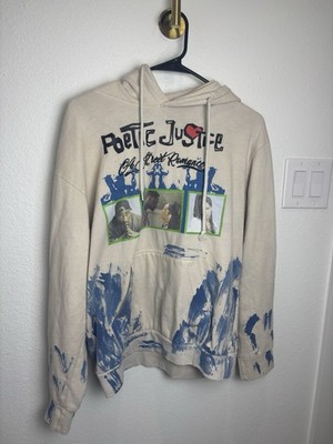 Chemistry Poetic Justice Tupac Graphic Hoodie Beige Blue Paint Size M