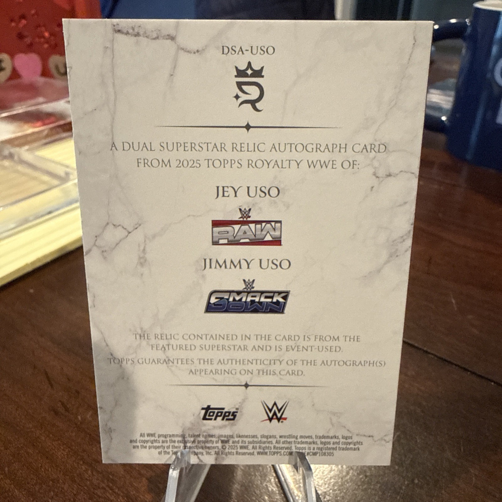 2025 Topps Royalty WWE Dual Superstar Relic Booklet Auto Jimmy Uso Jey Uso /25 view 6