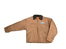 Port Authority Men's Canvas Work Jacket Size Medium Boxy Fit Nylon Lined Logo