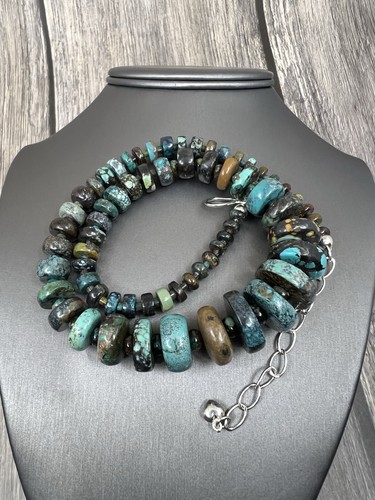 Jay King Mine Finds Turquoise Disc Graduated Necklace .925 18-1/4-21" NIB - Picture 8 of 10