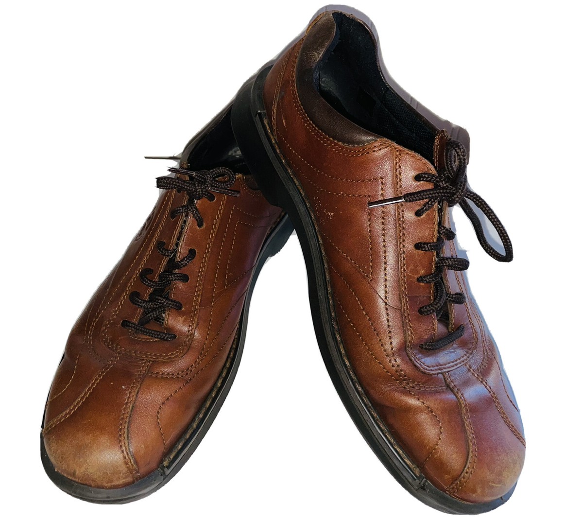 Ecco Mens Size 46 US 13 Leather Casual Lace-up Shoes Brown Walking Comfort Men main image 4