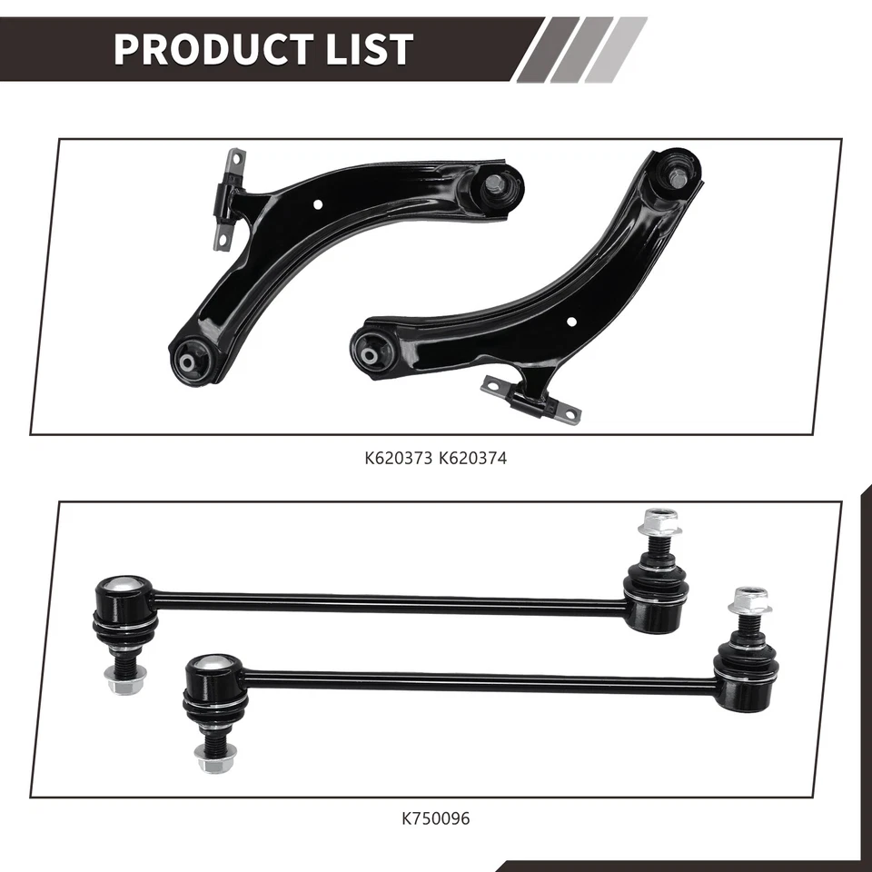 Barra estabilizadora rótula brazo de control inferior delantero 4 piezas para Nissan Sentra 2007-12 Foto 3 de 4