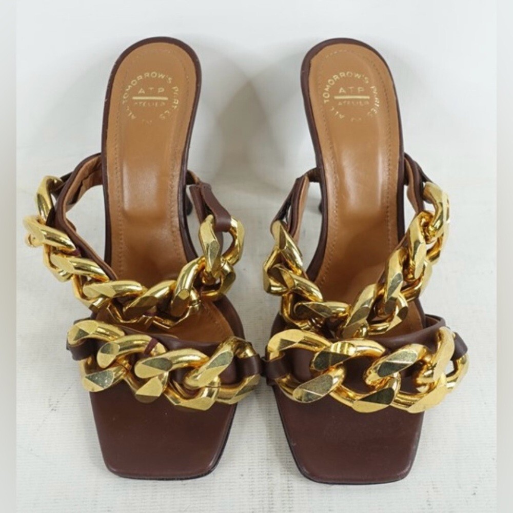 APL Sandali ATP Atelier Marrone Palmariggi Pelle di Vitello Catena Nuovi con etichette Taglia 36