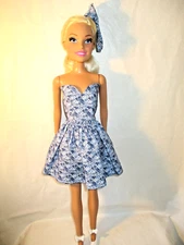 Handmade By Me Dress and Bow, Made to Fit Barbie Best Fashion Friend 28" doll.
