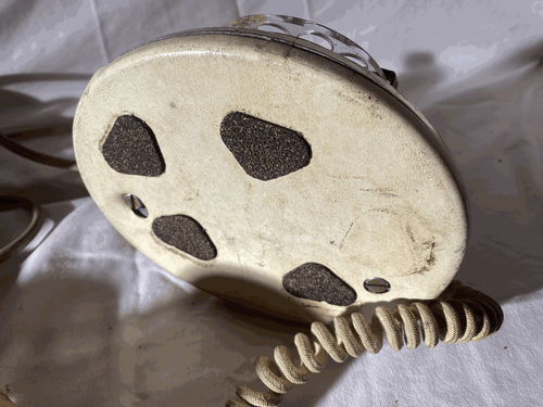 Western Electric 202 / D1 Cream & Gold Rotary Desk Phone, F1 Handset, cloth cord - Picture 7 of 9