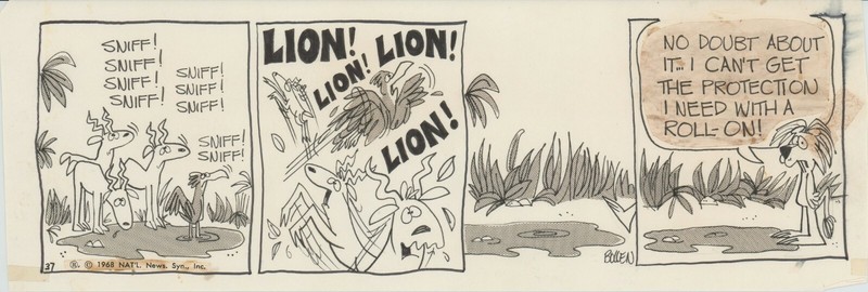 Roger Bollen Animal Crackers Original Ink Daily Comic Strip Art signed 1968 214