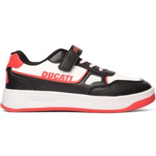 Ducati DU23P200 ABG1 White Black Red Kids Sports Low Top Sneakers
