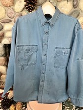ROUTE 66 Men's Long Sleeve B ue Denim Work Shirt SZ XXXL 2 Front Pockets