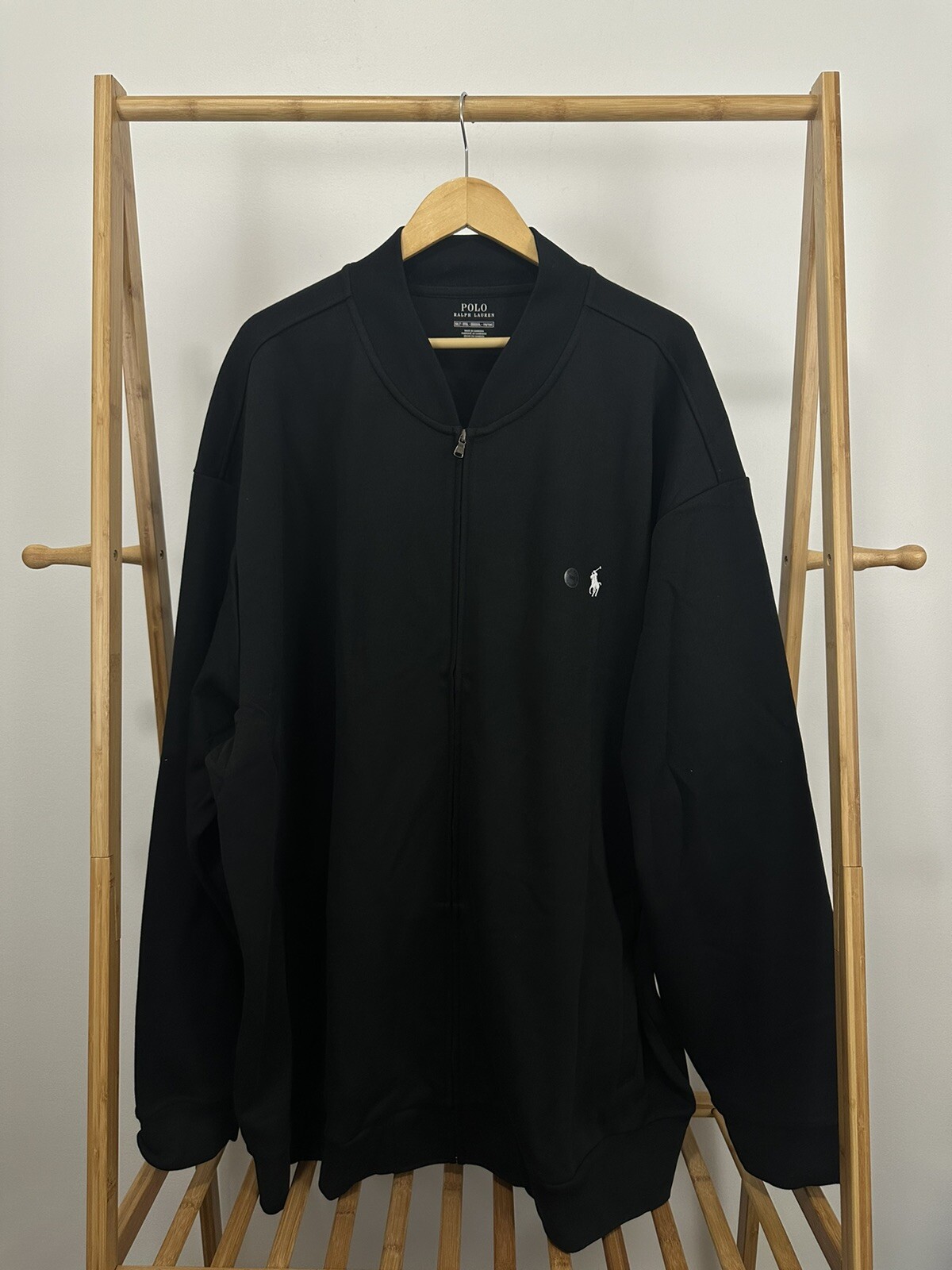 Giacca nera nuova con etichette Polo Ralph Lauren Pony Track Bomber RARA taglia 5LT