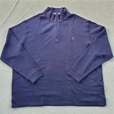 Polo Ralph Lauren Men 1/4 Zip Pullover Blue LS Sweater Big  Tall 4XB New