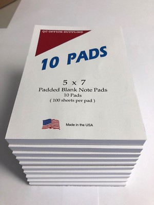 Note Pads / Memo Pads-  5  X 7  - 100 Sheets Per Pad  - 10 Pads