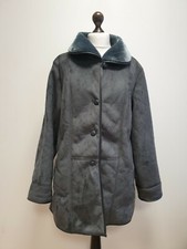 Rr380 Womens Gabriella Vicenza Grey Faux Suede Faux Sheepskin Over Coat Uk 16-18