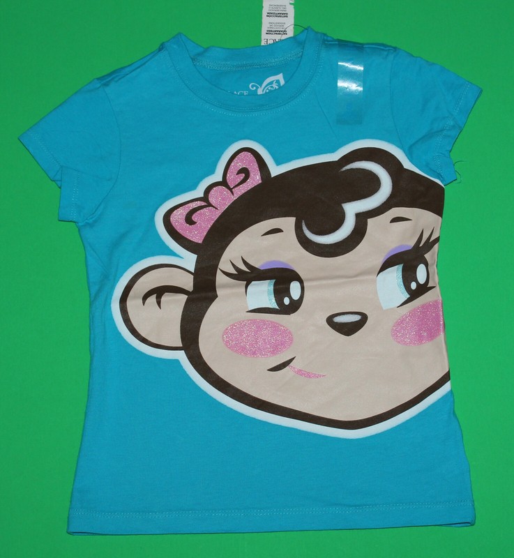 5 6 S NWT The Children's Place Blue Girly Monkey SHIRT Top Girls 