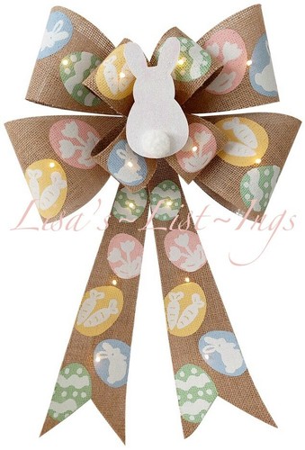 NIB LED EASTER BUNNY DOOR DECOR BOW WALL 22.50"H x 15.50"W *BATTERY OPERATED* - Picture 10 of 12