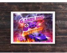 Game Mode Activated UNFRAMED Wall Art Print for Game Room, Garage, Man Cave, Den