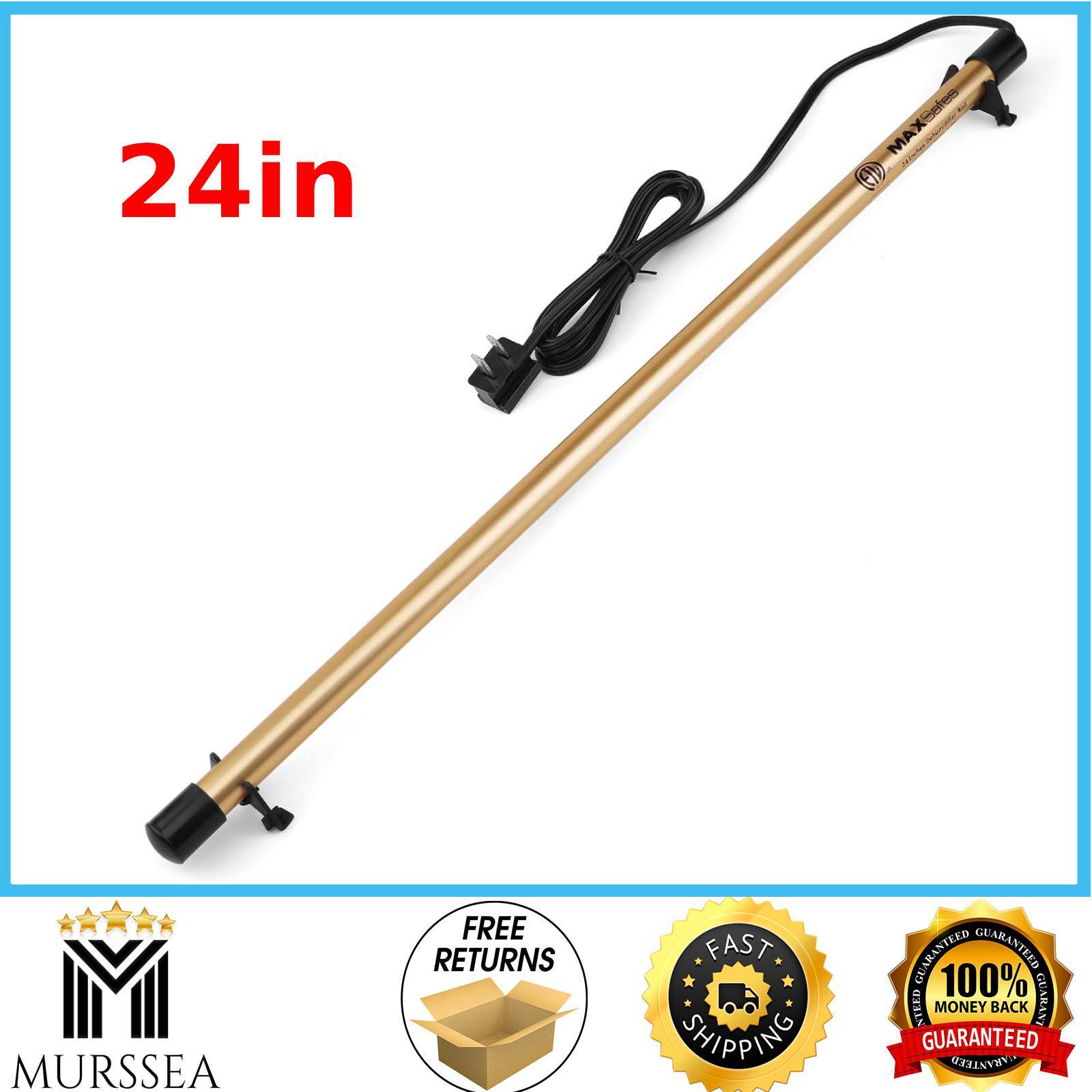 MAXSafes Gun Safe Dehumidifier Rod Dry Golden Rod Easy Installation Plug-in 24In