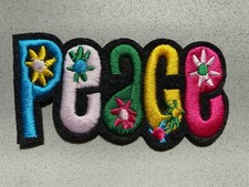 Peace Embroidered Iron on Patch Embellishment 2 x4