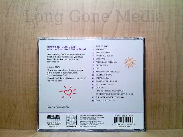 (未使用･未開封品)Raffi in Concert Raffi In Concert With The Rise And Shine Band by Raffi (CD