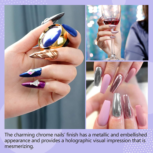 12Pcs Chrome Powder Set - Holographic Chrome Nail Powder Mirror Effect Metallic - Picture 4 of 12