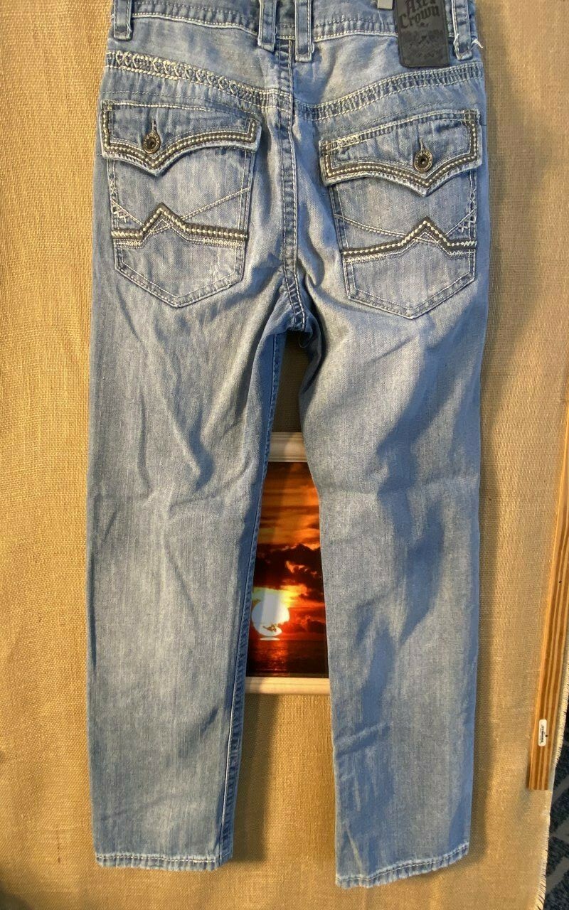 Crown men's blue denim metal skull 