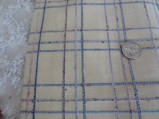 4386. Woven NUBBY BLUE PLAID on CREAM Cotton or Cotton Blend FABRIC-55" x 3 yds.