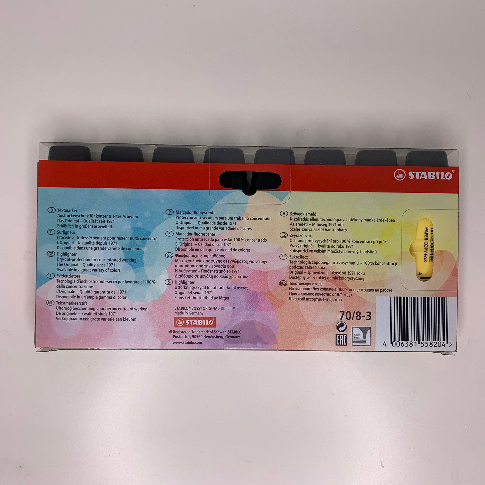 STABILO 8 pack PASTEL Boss HIGHLIGHTER ORIGINAL Pens New