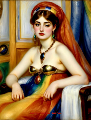 Odalisque in Scarab Fashion Harem 8.5x11'' Photo Print Style Renoir/ Harker Art