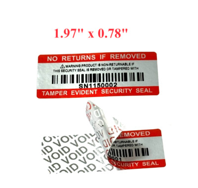 100pcs Orange LARGE  WARRANTY VOID,SECURITY LABELS STICKERS