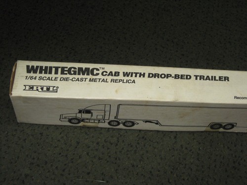 ERTL WHITE GMC cab with Drop Bed trailer 1/64 Scale Diecast metal corvette #T143 - Picture 8 of 10