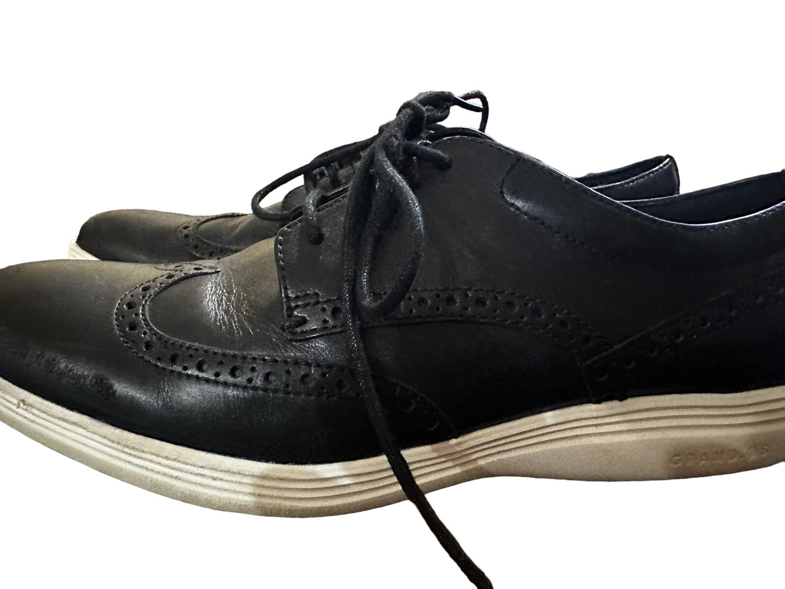 SAOLA Scarpa da uomo Cole Haan Original Grand in pelle nera punta alare GrandOS Oxford pizzo 9 5